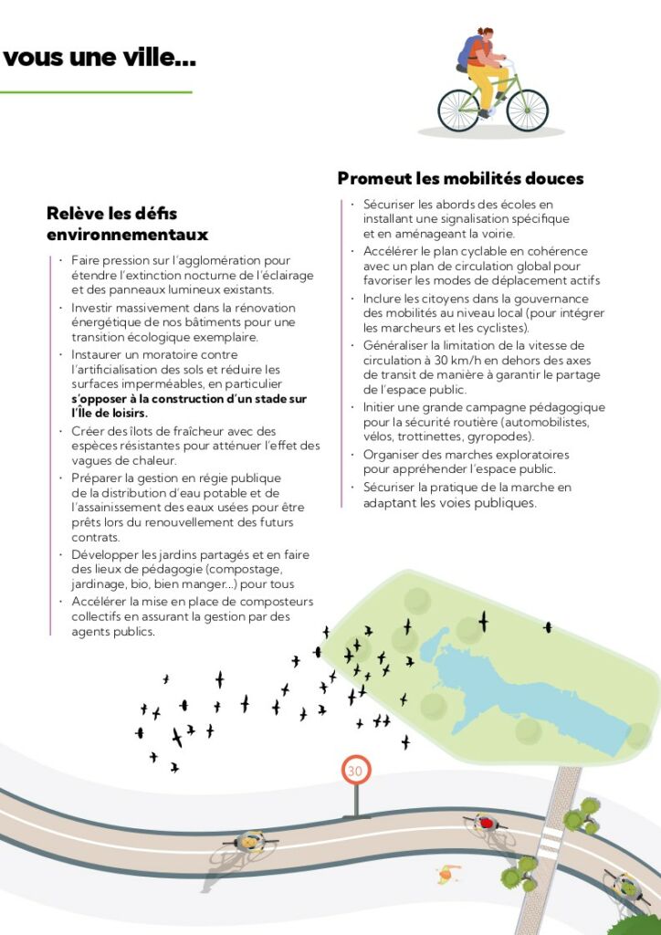 Page 3 du tract programme : "Construire avec vous une ville qui offre un cadre de vie durable"